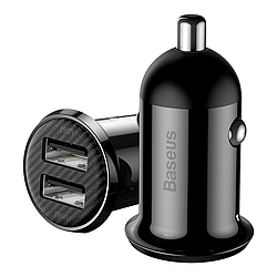 Автомобільний зарядний пристрій BASEUS Grain Pro Car Charger | 2USB, 4.8A |. Black