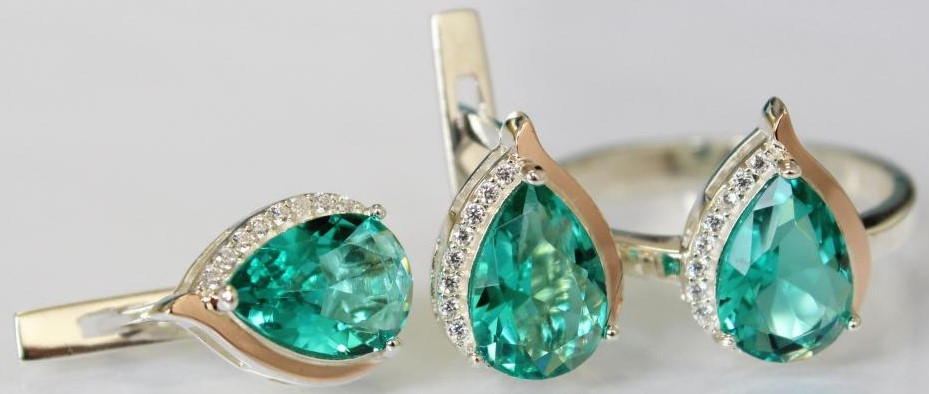 Комплект из серебра с золотыми вставками, фото 1