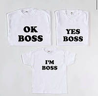 Футболки для семьи "I`m Boss\ Yea Boss\ Ok Boss".Family look.