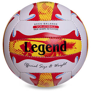 М'яч волейбольний пляжний PU LEGEND LG5399 No5 PU білий-червоний жовтий, фото 1