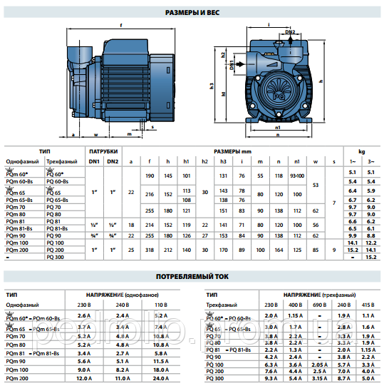 Вихревой насос PQm-60 - фото 5 - id-p209965775
