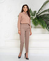 Стильные классические брюки арт. 601 в сочетании с нарядной блузой арт. 601 / цвет кофе - ваш готовый образ!