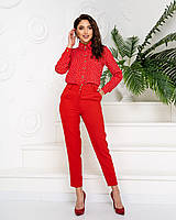 Стильные классические брюки арт. 601 в сочетании с нарядной блузой 600/ цвет красный - ваш готовый образ!