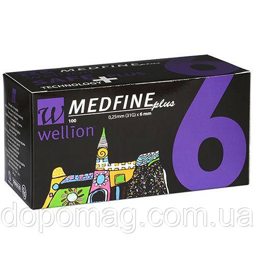 Універсальні голки Wellion MEDFINE plus для інсулінових шприц-ручок 6 мм ( 31G x 0,25 мм)