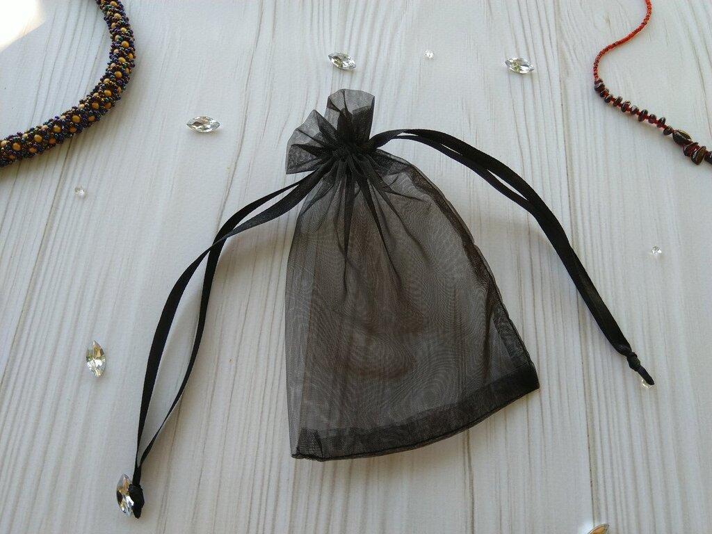 Подарочный мешочек из органзы для украшений 9х12 см Черный - фото 1 - id-p1419739196
