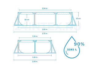 Каркасний басейн Intex 28271 Rectangular Frame 260×160×65 см - Прямокутний сімейний басейн із ПВХ, 2282 л, фото 4