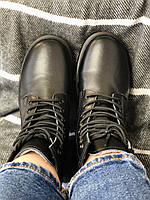 Жіночі черевики Dr. Martens 1460. Зимові Мартинсы для жінок. Теплі черевики на хутрі чорні.