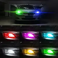 Светодиодные Led лампы стробоскопы в габариты с пультом T10 W5W RGB