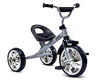 Велосипед трехколесный Caretero York Grey с резиновыми колесами + 2 положения установки сиденья