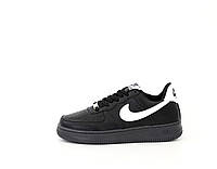 Крутые кроссовки Найк Аир Форс 1 для мужчин кожаные. Кроссовки мужские Nike Air Force 1 Black черные с белым.