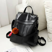 Женский новый стильный черный рюкзак ранець сумка сумка с брелком