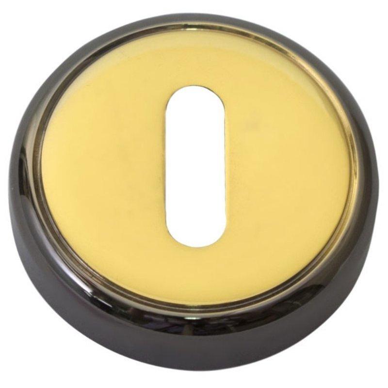 Дверна накладка (розетка) під ключ Colombo CD 63 BB Золото поліроване / Чорний нікель, фото 1