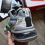 Чоловічі кросівки Nike Air Max 270 React 'Grey' Travis Scott осінь-весна демісезонні. Живе фото. топ (взуття чоловіче), фото 4