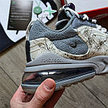 Чоловічі кросівки Nike Air Max 270 React 'Grey' Travis Scott осінь-весна демісезонні. Живе фото. топ (взуття чоловіче), фото 6