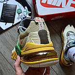 Чоловічі кросівки Nike Air Max 270 React Travis Scott бежеві осінь-весна демісезонні. Живе фото. топ, фото 7