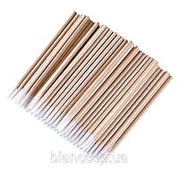 Микростики ватные палочки деревянные тонкие для макияжа Micro Stics 7см (зубочистки с ватой) (100 шт)