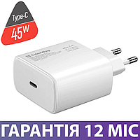 Сетевое зарядное устройство ColorWay Power Delivery порт PPS USB Type-C (45W) белое (CW-CHS034PD-WT)