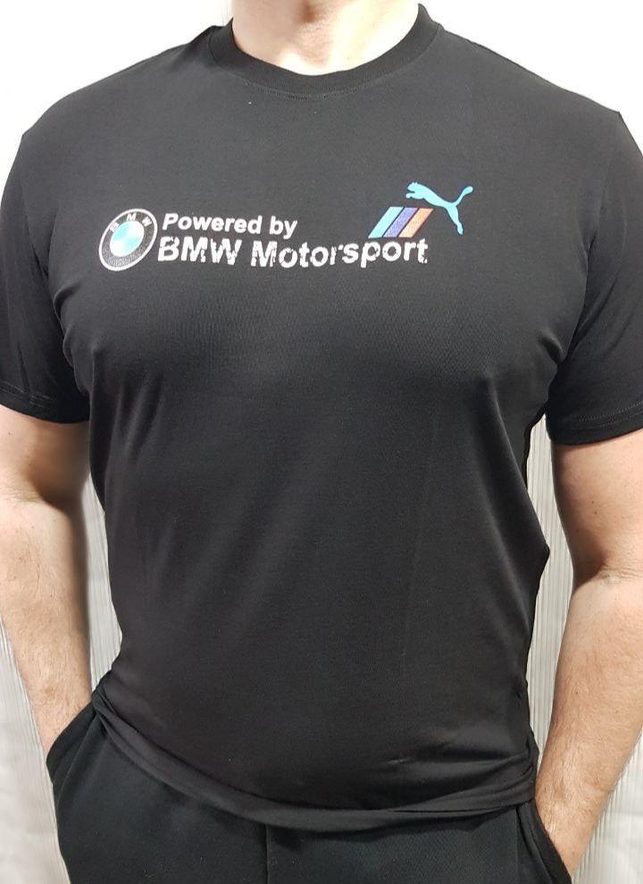 Мужская спортивная футболка Puma BMW черная трикотаж коттон - фото 1 - id-p1419812212
