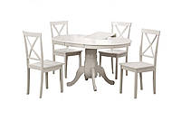 Комплект обідній розкладний Меса (стіл + 4 стільця) дерево/МДФ білий Woody