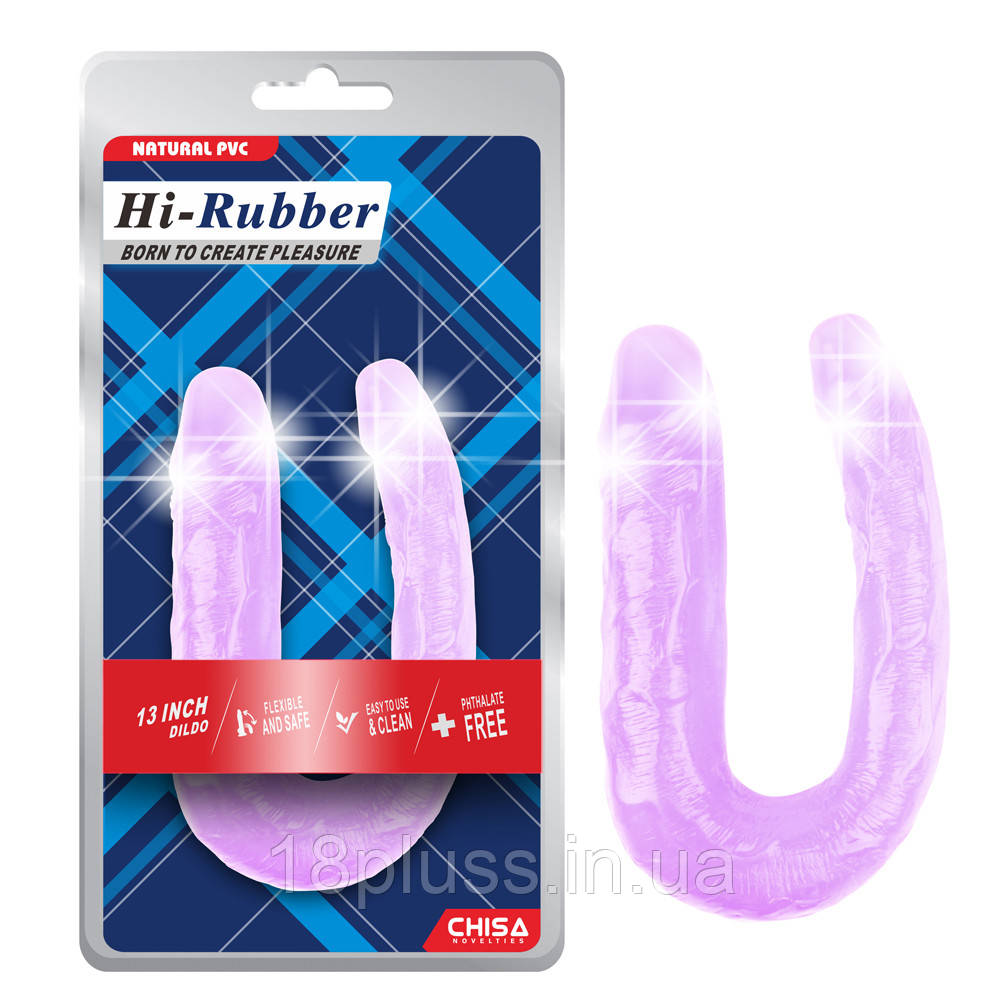 Двосторонній фалоімітатор Hi-Rubber Dildo Purple 13", фото 1