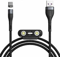 Кабель магнітний 3 в 1 Baseus CA1T3-BG1 Micro USB, Lightning, Type-C, 1 м, 5A, чорний