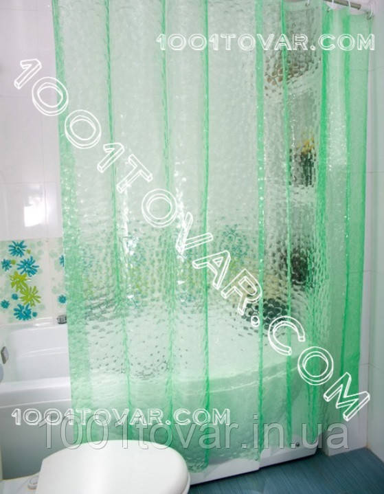 Силіконова шторка для ванної кімнати з 3D ефектом, розмір 180х180 див., біло-прозора, фото 1