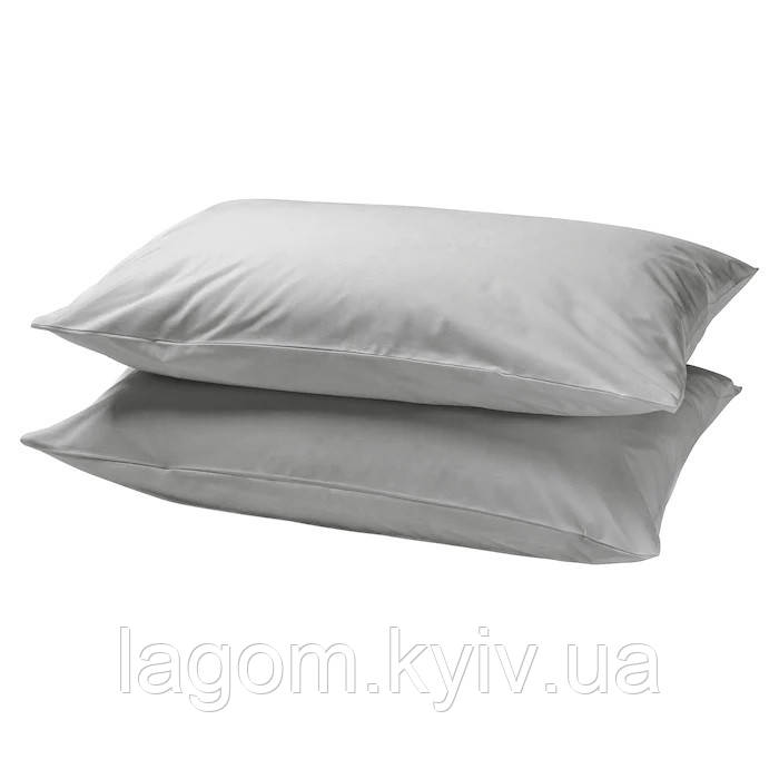 Комплект наволочок IKEA DVALA 100% бавовна 50x60 см світло-сірі 2 шт ДВАЛА ІКЕА