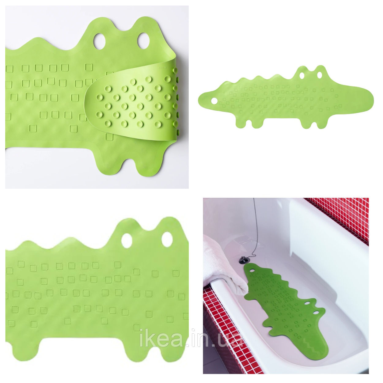Захисний килимок у ванну на присосках IKEA PATRULL 33x90 см зелений крокодил ІКЕА ПАТРУЛЬ
