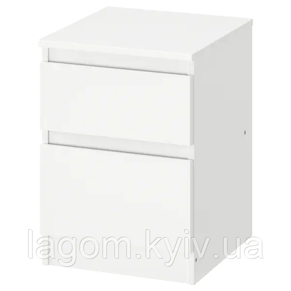 Комод з 2 шухлядами 35x49 см IKEA KULLEN біла тумбочка у вітальню або спальню (нічна) ІКЕА КУЛЛЕН
