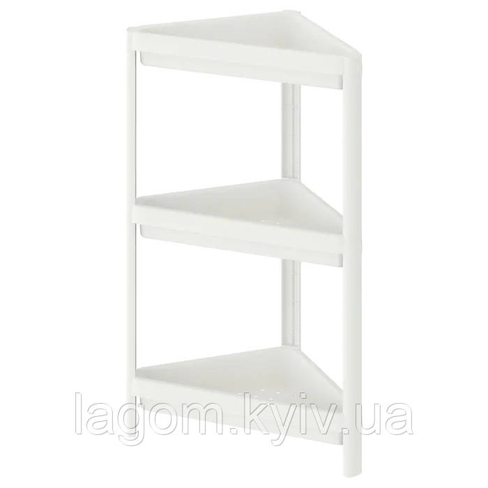 Кутовий стелаж для ванної IKEA VESKEN 33x33x71 см пластикова біла підлогова полиця ІКЕА ВЕСКЕН
