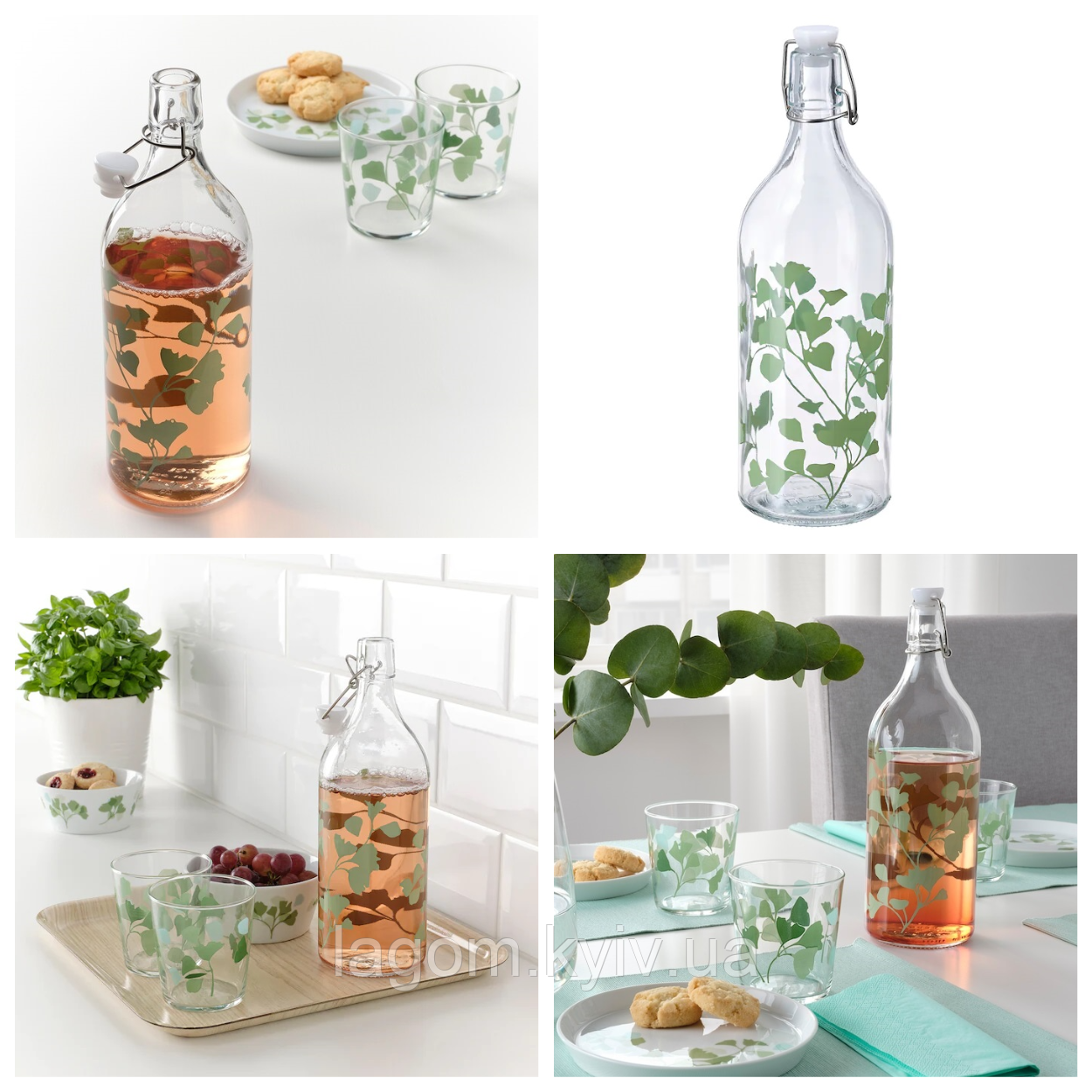 Стеклянная бутылка с пробкой IKEA KORKEN 1 л прозрачная бутылка с рисунком ИКЕА КОРКЕН