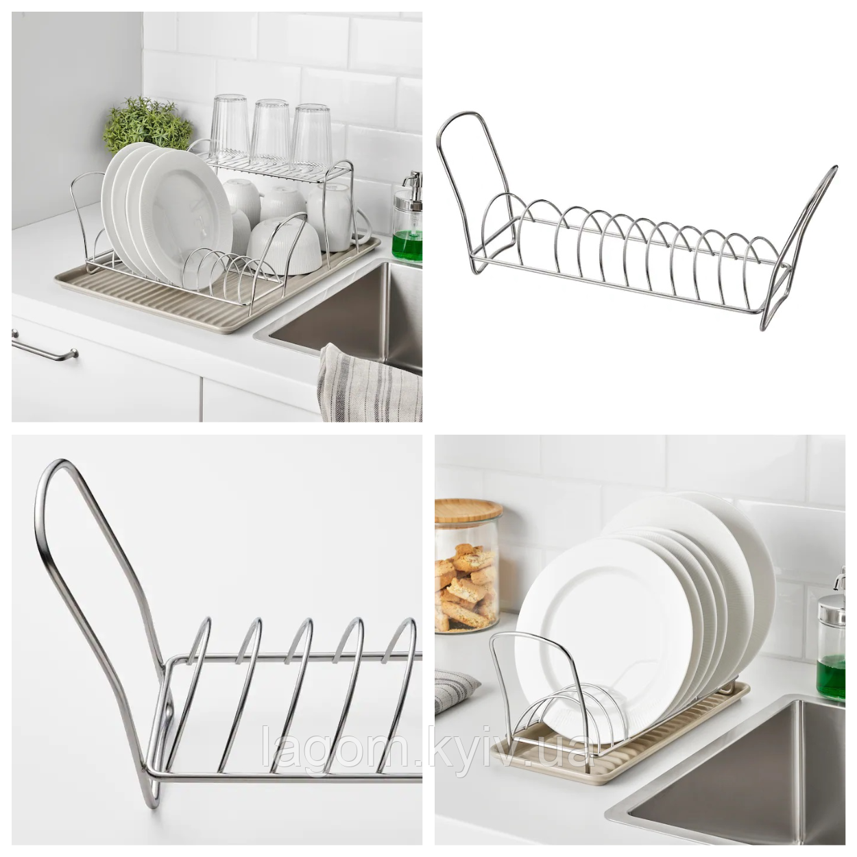 Сушарка для посуду з нержавіючої сталі IKEA VÄLVÅRDAD 12x32 см 10 тарілок ІКЕА ВЕЛЬВОРДАД