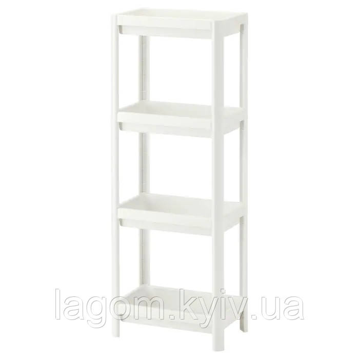 Стелаж у ванну IKEA VESKEN 36x23x100 см пластикова біла підлогова полиця ІКЕА ВЕСКЕН