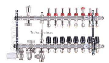 Колектор Koer KR.S1012-08 з вбудованим змішувальним вузлом 1"х8 SUS304 і евроконусами 3/4-16 з нержавіючої