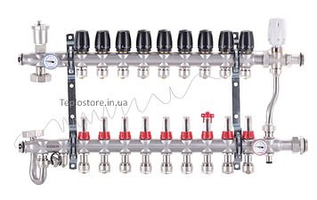 Колектор Koer KR.S1013-09 з вбудованим змішувальним вузлом 1"х9 SUS304 і евроконусами 3/4-16 з підключенням до