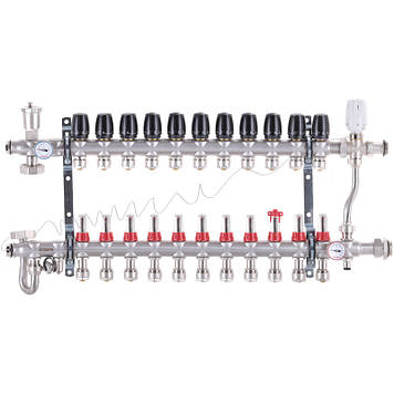 Колектор Koer KR.S1013-11 з вбудованим змішувальним вузлом 1"х11 SUS304 і евроконусами 3/4-16 з підключенням