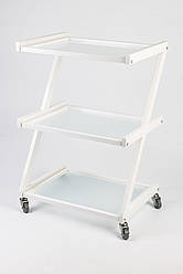 Візок для нарощування вій візки косметологічні 3 полиці скло столик візок для косметолога LV-S18w