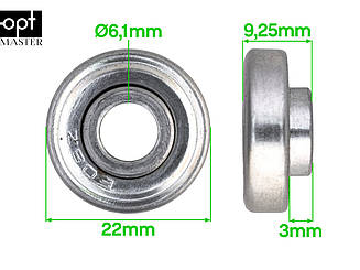 Підшипники для коліс 22*6.1*3.0 мм