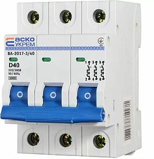 Автоматичний вимикач УКРЕМ ВА-2017/D 3р 40А АСКО A0010170105, фото 1