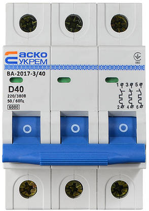 Автоматичний вимикач УКРЕМ ВА-2017/D 3р 40А АСКО A0010170105, фото 2