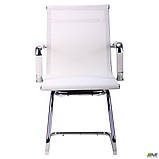 Конференц-крісло офісне AMF Slim Net CF біле на полозах хром, фото 4