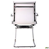 Конференц-крісло офісне AMF Slim Net CF біле на полозах хром, фото 5