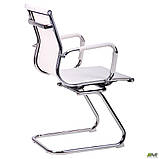 Конференц-крісло офісне AMF Slim Net CF біле на полозах хром, фото 6