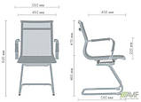 Конференц-крісло офісне AMF Slim Net CF біле на полозах хром, фото 2
