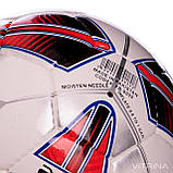 Футбольный мяч профессиональный №5 SoccerMax FIFA FB-0005 (PU, белый-красный), фото 3