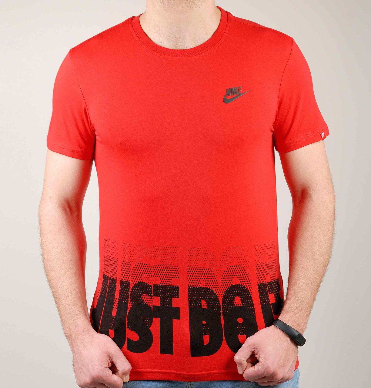 Стильна молодіжна спортивна футболка чоловіча Nike. (1539-4) з принтом, 100% бавовна