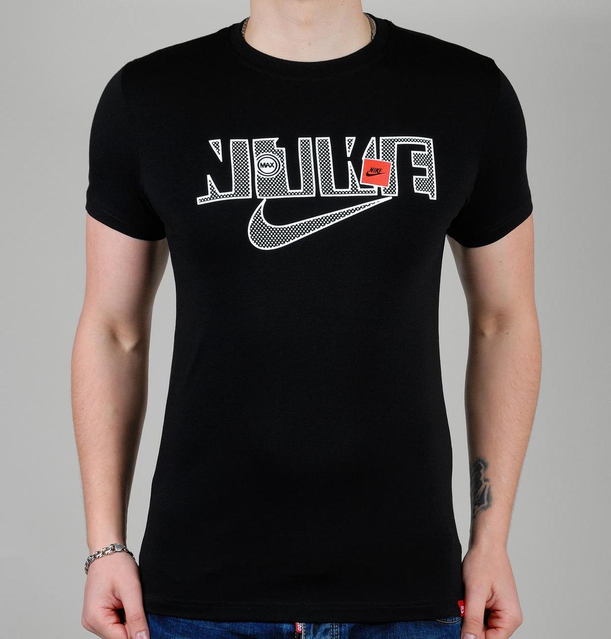 Стильна молодіжна спортивна футболка чоловіча Nike (1814-3) з принтом, 100% бавовна