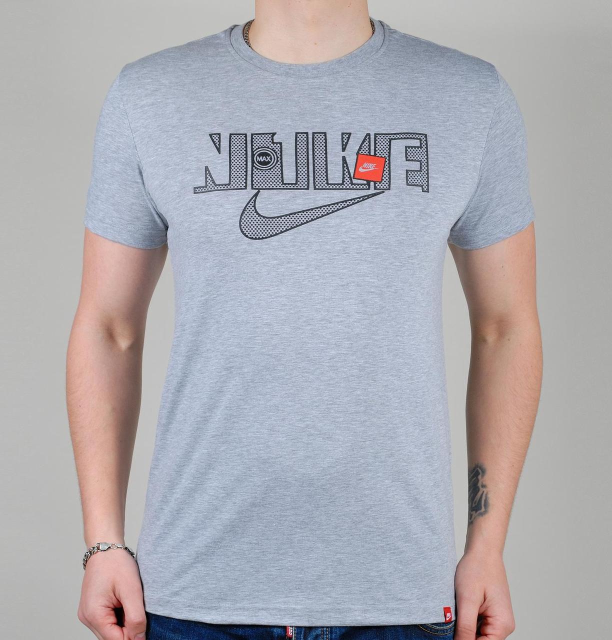 Стильна молодіжна спортивна футболка чоловіча Nike (1814-4) з принтом, 100% бавовна