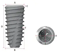 Имплантат SuperLine Fixture, платформа = 5.0мм, тело = 4.8мм, длина = 10 мм, № FX5010SW