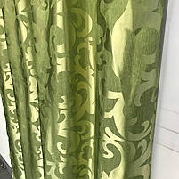 Штори на вікна, сучасні штори в спальню, штори з ламбрекеном, ламбрекени на вікна Зелені (LS-220-4), фото 4